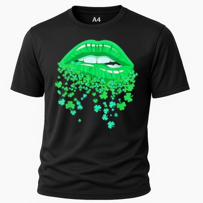 Lips Sexy Green Cool Irish Shamrock St Patricks Day Performance Shirt