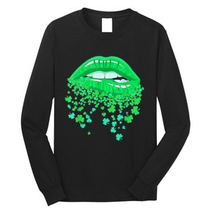 Lips Sexy Green Cool Irish Shamrock St Patricks Day Long Sleeve Shirt