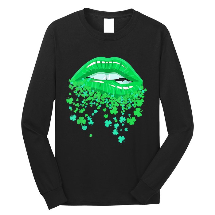 Lips Sexy Green Cool Irish Shamrock St Patricks Day Long Sleeve Shirt