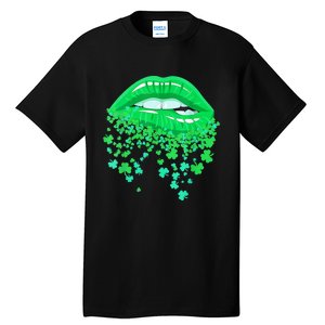 Lips Sexy Green Cool Irish Shamrock St Patricks Day Tall T-Shirt