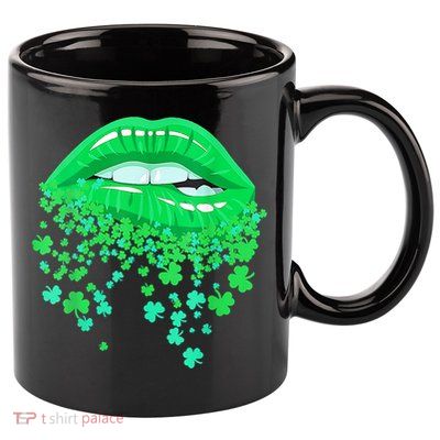 Lips Sexy Green Cool Irish Shamrock St Patricks Day 11oz C Handle Ceramic Mug