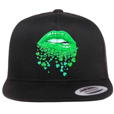 Lips Sexy Green Cool Irish Shamrock St Patricks Day Flatbill Hat