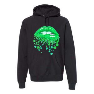 Lips Sexy Green Cool Irish Shamrock St Patricks Day Premium Hoodie