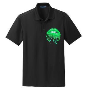 Lips Sexy Green Cool Irish Shamrock St Patricks Day Dry Zone Grid Polo