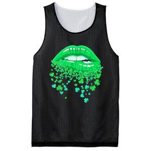 Lips Sexy Green Cool Irish Shamrock St Patricks Day Mesh Reversible Basketball Jersey Tank