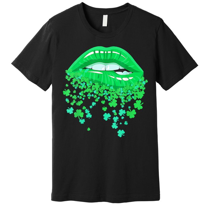 Lips Sexy Green Cool Irish Shamrock St Patricks Day Premium T-Shirt