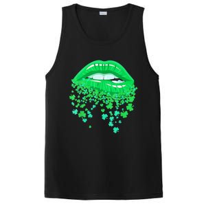 Lips Sexy Green Cool Irish Shamrock St Patricks Day PosiCharge Competitor Tank