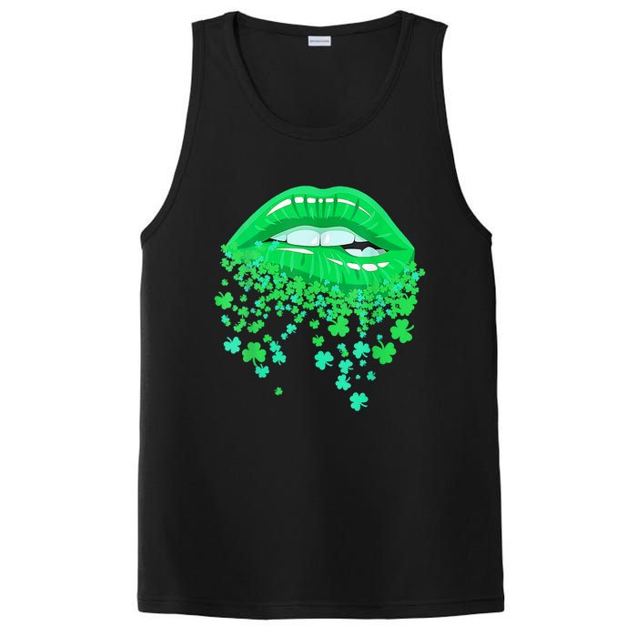 Lips Sexy Green Cool Irish Shamrock St Patricks Day PosiCharge Competitor Tank