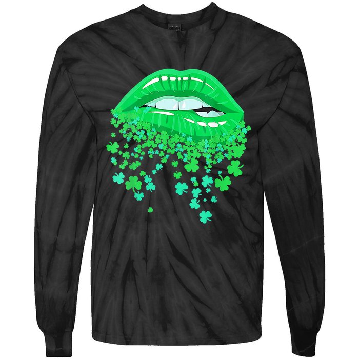 Lips Sexy Green Cool Irish Shamrock St Patricks Day Tie-Dye Long Sleeve Shirt