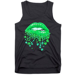 Lips Sexy Green Cool Irish Shamrock St Patricks Day Tank Top