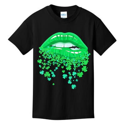 Lips Sexy Green Cool Irish Shamrock St Patricks Day Kids T-Shirt