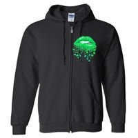 Lips Sexy Green Cool Irish Shamrock St Patricks Day Full Zip Hoodie