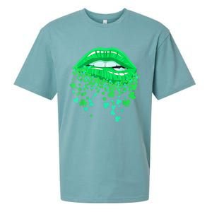 Lips Sexy Green Cool Irish Shamrock St Patricks Day Sueded Cloud Jersey T-Shirt