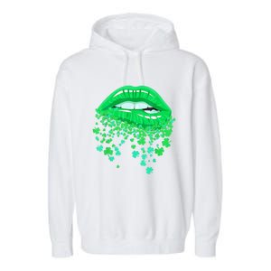 Lips Sexy Green Cool Irish Shamrock St Patricks Day Garment-Dyed Fleece Hoodie