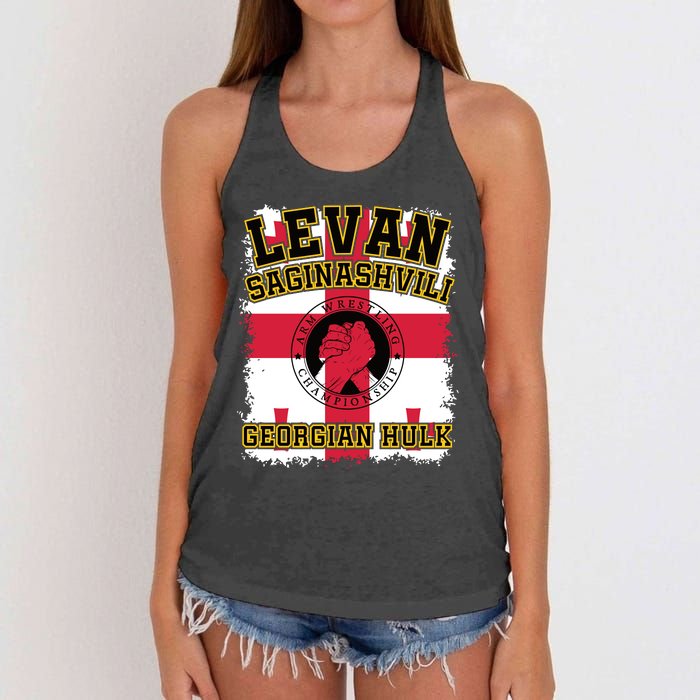 Levan Saginashvili Arm Wrestling Champion Women's Knotted Racerback Tank