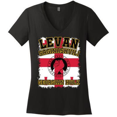 Levan Saginashvili Arm Wrestling Champion Women's V-Neck T-Shirt