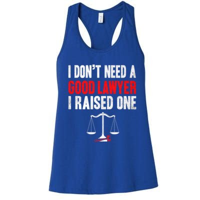 Law School Graduation Master Degree Lawyer Parents Dad Mom Gift Women's Racerback Tank