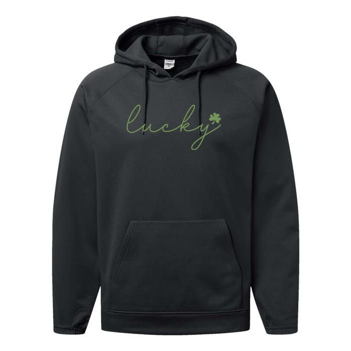 Lucky Shamrock Groovy St Patrick Day Performance Fleece Hoodie