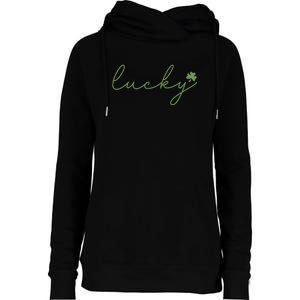 Lucky Shamrock Groovy St Patrick Day Womens Funnel Neck Pullover Hood