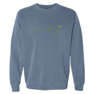 Lucky Shamrock Groovy St Patrick Day Garment-Dyed Sweatshirt