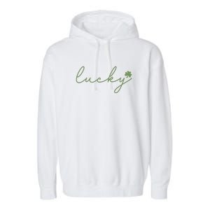 Lucky Shamrock Groovy St Patrick Day Garment-Dyed Fleece Hoodie