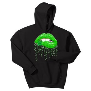 Lips Sexy Green Cool Irish Shamrock St Patricks Day Kids Hoodie