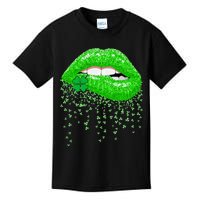 Lips Sexy Green Cool Irish Shamrock St Patricks Day Kids T-Shirt