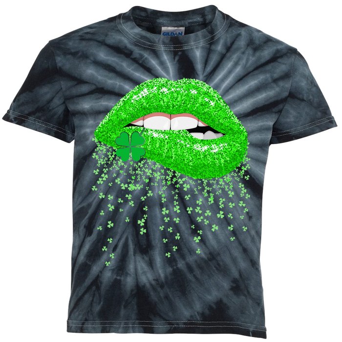 Lips Sexy Green Cool Irish Shamrock St Patricks Day Kids Tie-Dye T-Shirt