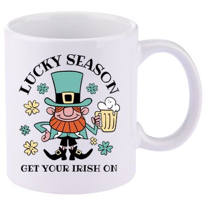 Lucky Season Get Your Irish On Leprechaun 11oz C Handle Ceramic Mug