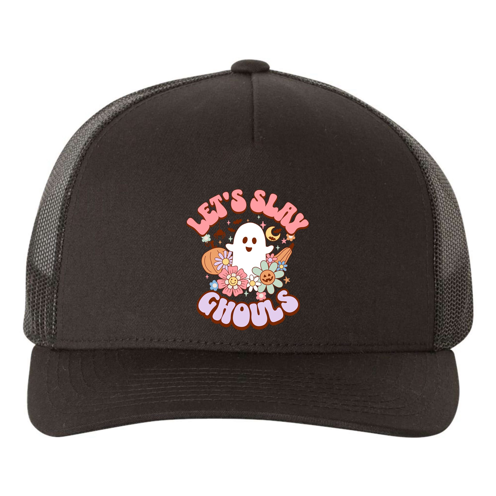 Lets Slay Ghouls Halloween Graphic Lets Go Ghouls Gift Yupoong Adult 5-Panel Trucker Hat