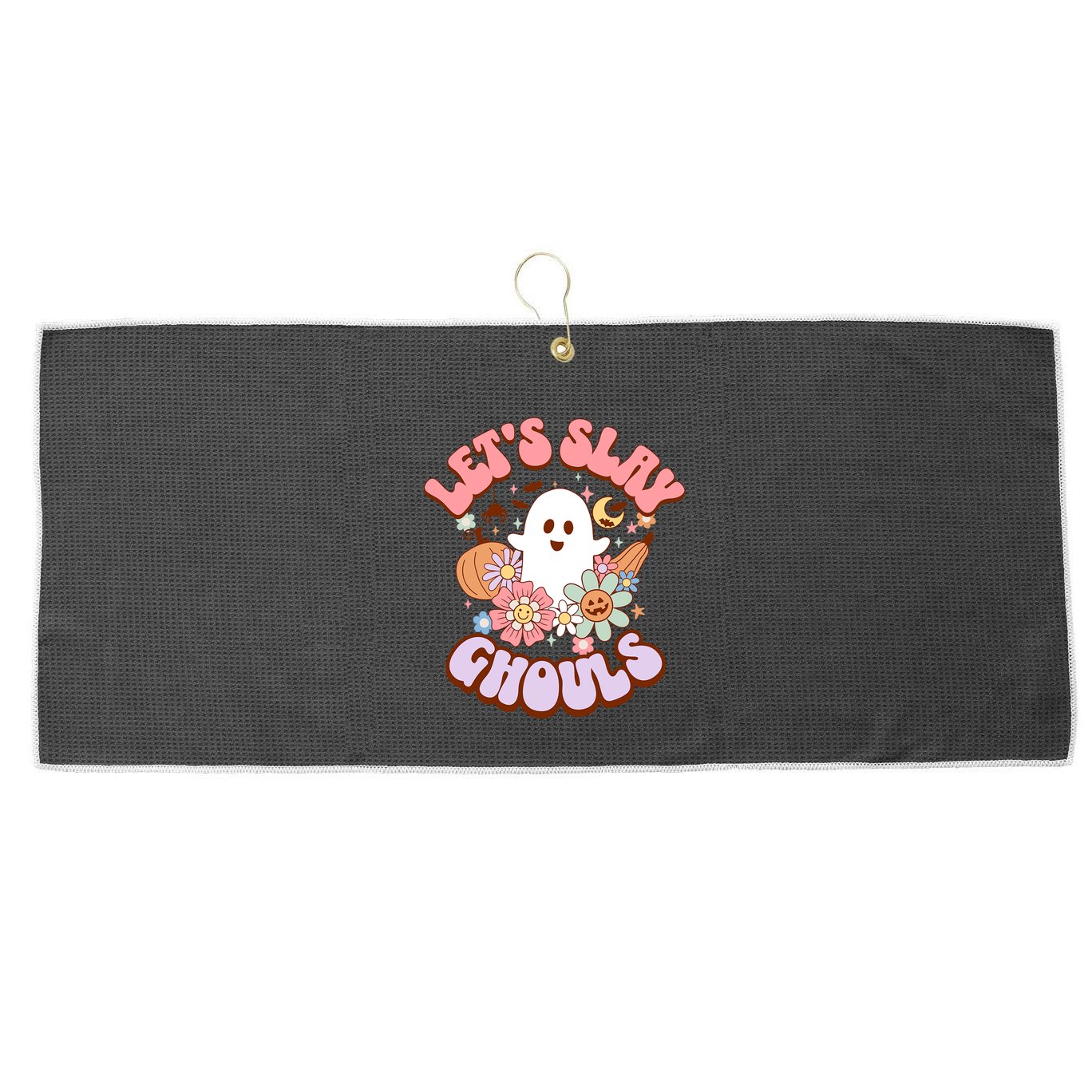 Lets Slay Ghouls Halloween Graphic Lets Go Ghouls Gift Large Microfiber Waffle Golf Towel