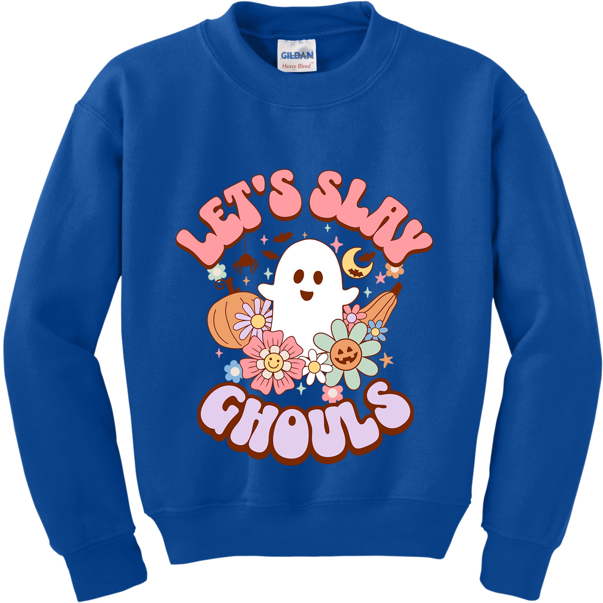 Lets Slay Ghouls Halloween Graphic Lets Go Ghouls Gift Kids Sweatshirt