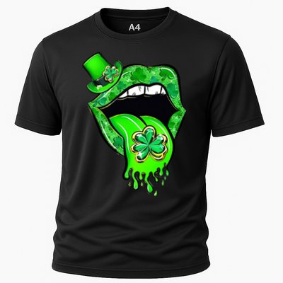 Lips Sexy Green Cool Irish Shamrock St Patricks Day Performance Shirt