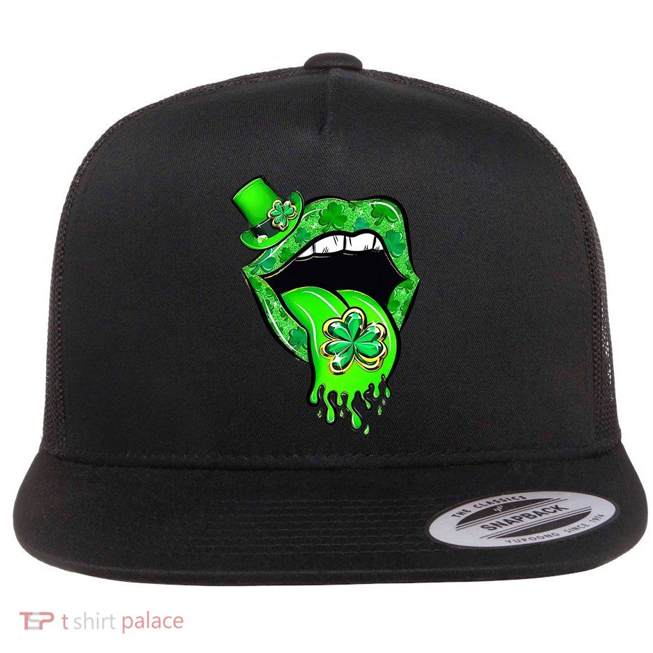 Lips Sexy Green Cool Irish Shamrock St Patricks Day Flatbill Hat