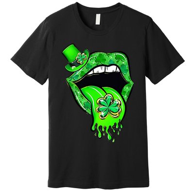 Lips Sexy Green Cool Irish Shamrock St Patricks Day Premium T-Shirt