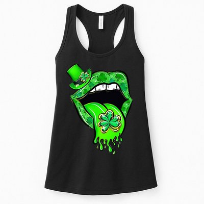 Lips Sexy Green Cool Irish Shamrock St Patricks Day Womens Tank Top