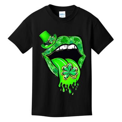 Lips Sexy Green Cool Irish Shamrock St Patricks Day Kids T-Shirt