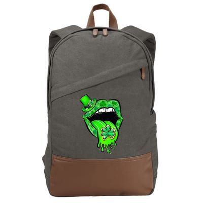 Lips Sexy Green Cool Irish Shamrock St Patricks Day Cotton Canvas Backpack