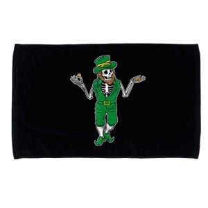 Leprechaun Skeleton Green Skull Goth Grunge St Patrick's Day Microfiber Hand Towel