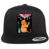 Lion Smoking Hookah Flat Bill Trucker Hat