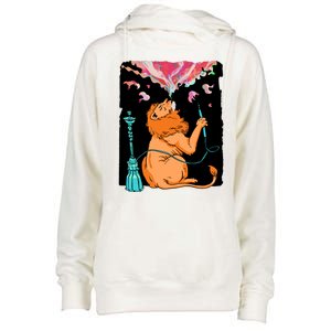 Lion Smoking Hookah Womens Funnel Neck Pullover Hood