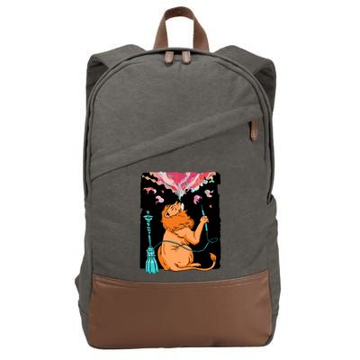 Lion Smoking Hookah Cotton Canvas Backpack