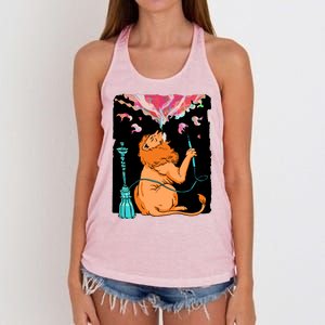 Lion Smoking Hookah Women's Knotted Racerback Tank