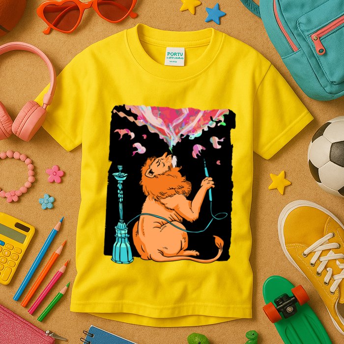 Lion Smoking Hookah Kids T-Shirt