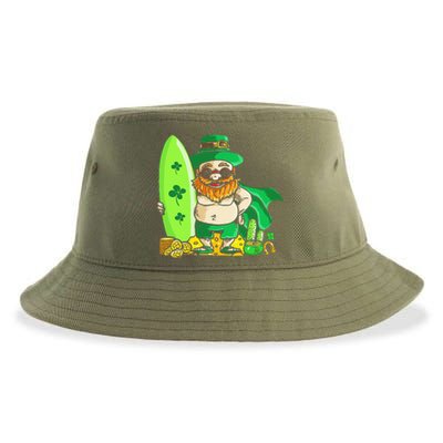 Leprechaun Surfing Hawaiian Summer St. Patty's Days Sustainable Bucket Hat