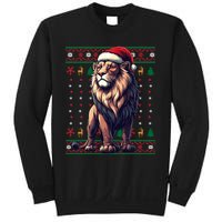 Lion Santa Hat Ugly Christmas Funny Holiday Lion Lover Sweatshirt