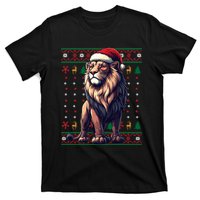 Lion Santa Hat Ugly Christmas Funny Holiday Lion Lover T-Shirt