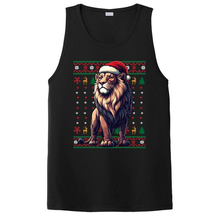 Lion Santa Hat Ugly Christmas Funny Holiday Lion Lover PosiCharge Competitor Tank