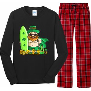 Leprechaun Surfing Hawaiian Summer St Patty's Day Meaningful Gift Long Sleeve Pajama Set