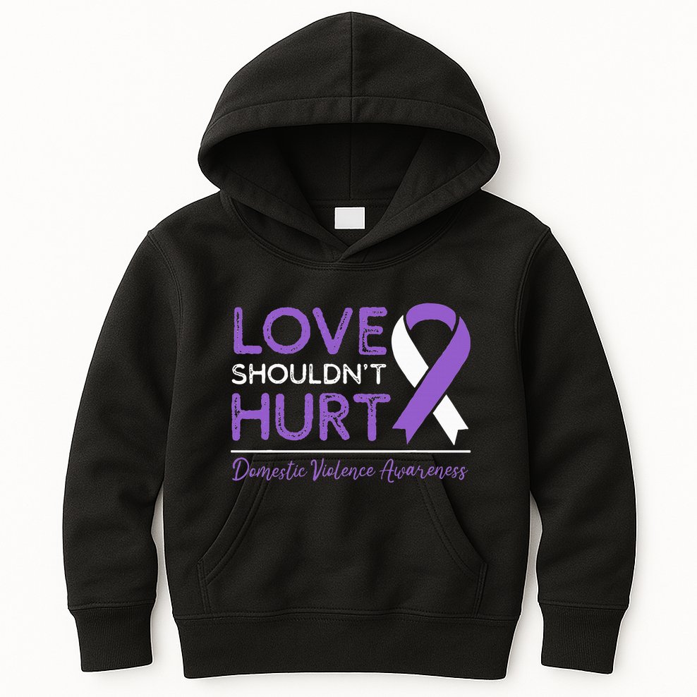 Love Shouldn't Hurt Domestic Violence Awareness  Kids Hoodie